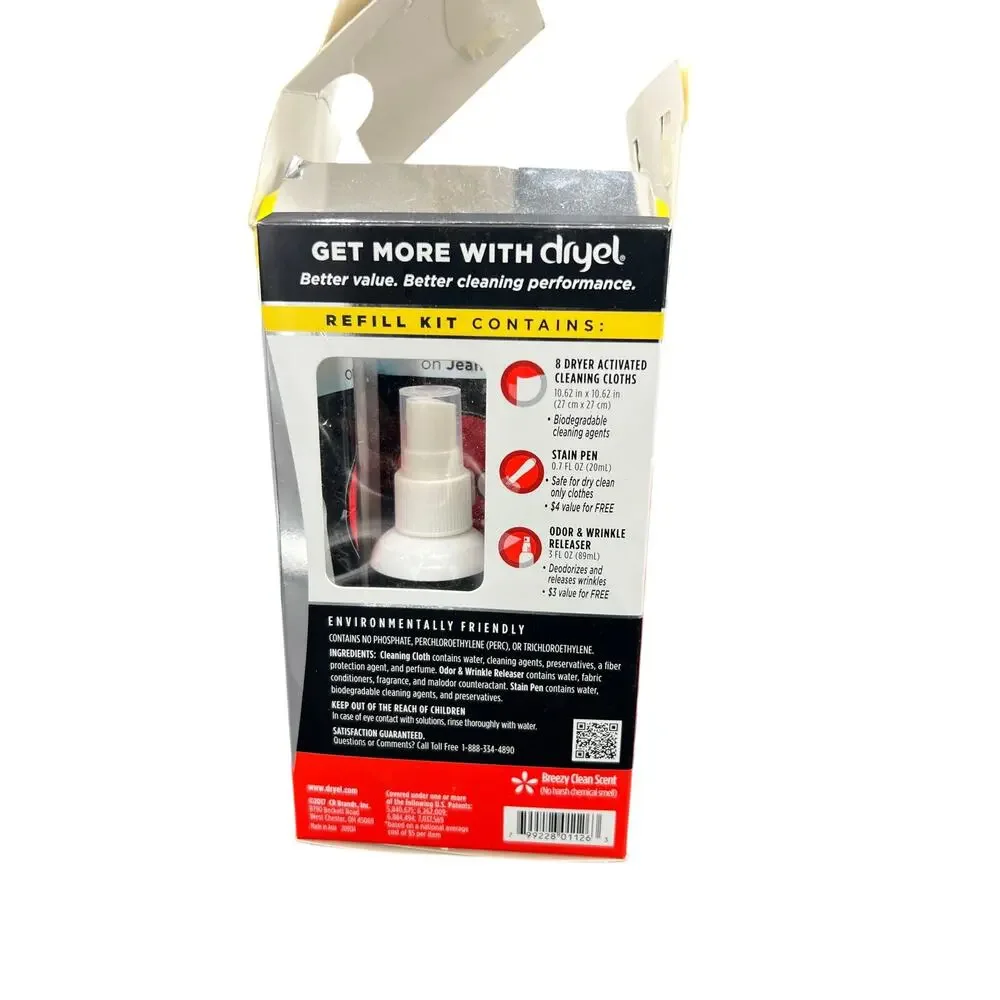🧺 Dryel At-Home Dry Cleaner Refill Kit Cleaning Cloths & Booster Spray